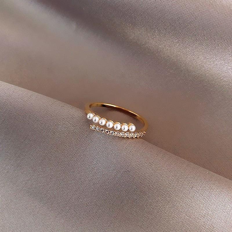 Korean New Baroque Pearl Index Finger Ring Fashion Temperament Simple Versatile Ring Jewelry