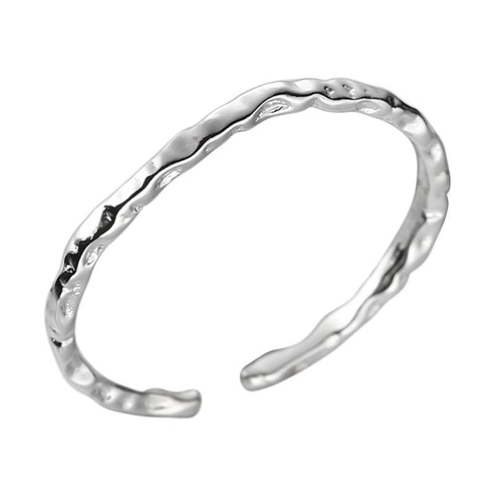 S925 Sterling Silver Minimalist Hammered Thin Ring For Women, Textured Open Plain Band, Personalized Korean INS Style Index Finger Ring