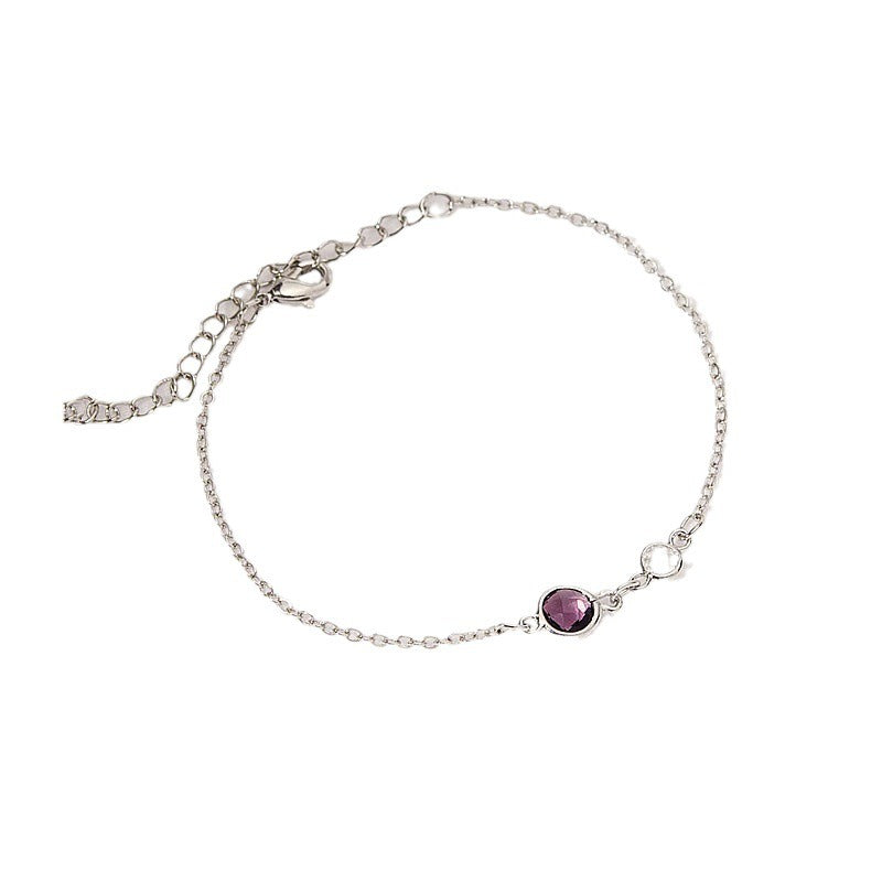 Birthstone Exquisite Diamond Hand Jewelry Women's Simple Rhinestone Bracelet