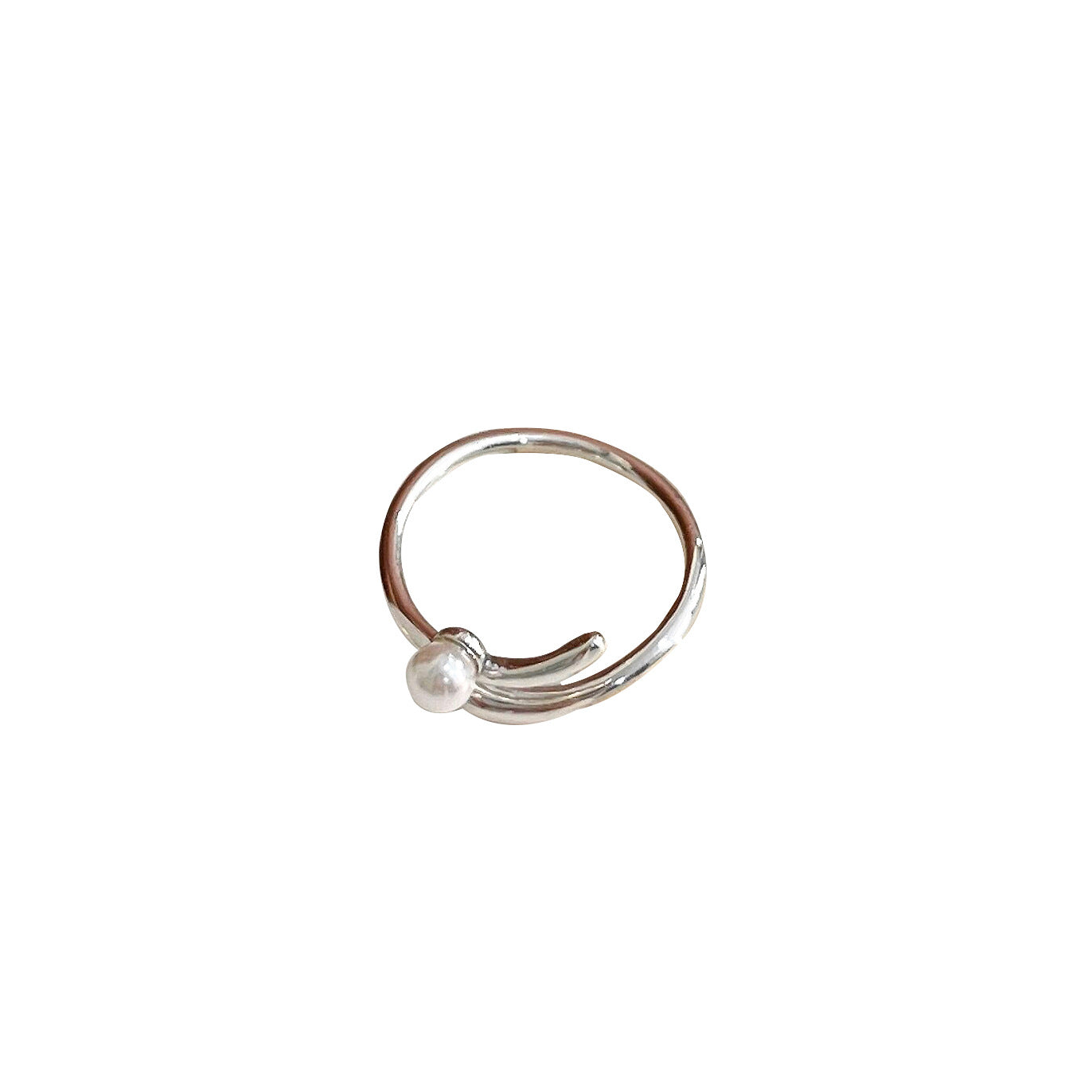 S925 Sterling Silver Pearl Ring Female Niche Design Fashion Simple Index Finger Ring Personality Light Luxury Jewelry