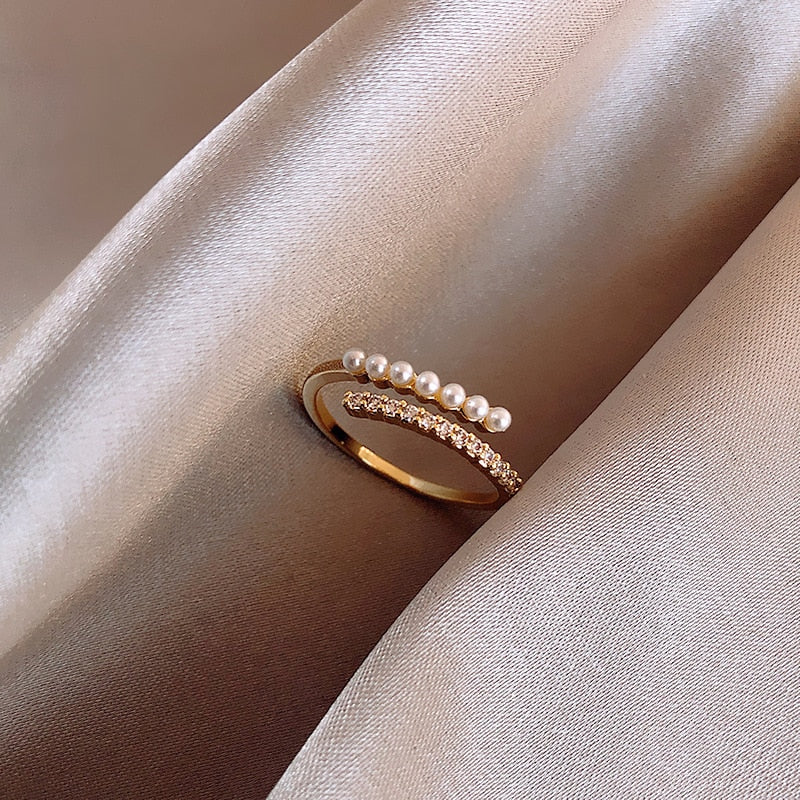 Korean New Baroque Pearl Index Finger Ring Fashion Temperament Simple Versatile Ring Jewelry