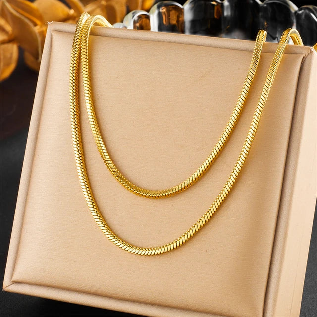 Titanium Steel Geometric Trapezoidal Pearl Oyster Pendant Necklace For Women New OT Buckle Chains Jewelry Gifts