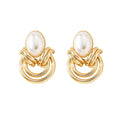 Imitation Pearl Stud Earrings Women Trend Fashion Jewelry Smooth Geometric Personality Exquisite Party Gifts Accessories
