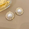 S925 Silver Needle Earrings Retro Temperament Ladies Flash Diamond Pearl Earrings Full Diamond Hoop Ear Jewelry