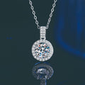 New S925 Round Zircon Necklace Silver Jewelry Mosan Diamond Pendant Clavicle Chain Fashion Simple Jewelry Girl
