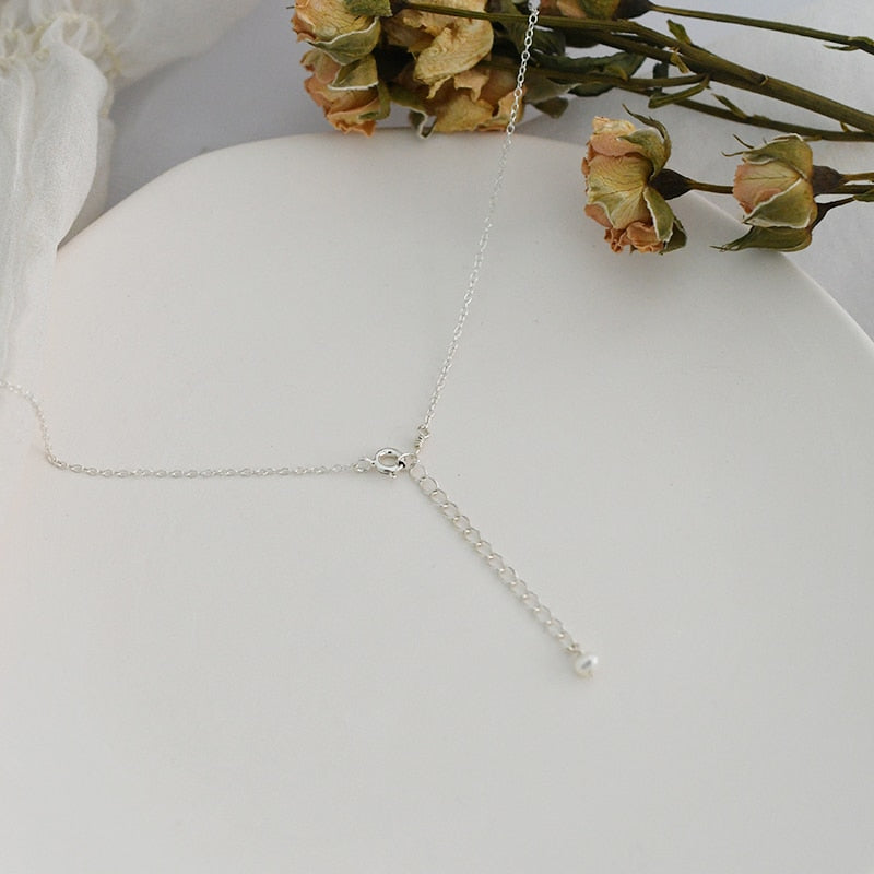 ASHIQI 925 Sterling Silver Smile Necklace Natural Freshwater Pearl Jewelry for Fashion women