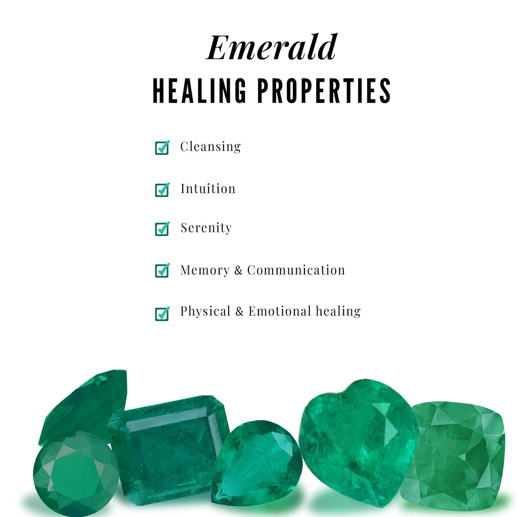 Natural Emerald Geometric Pendant Necklace with Diamond