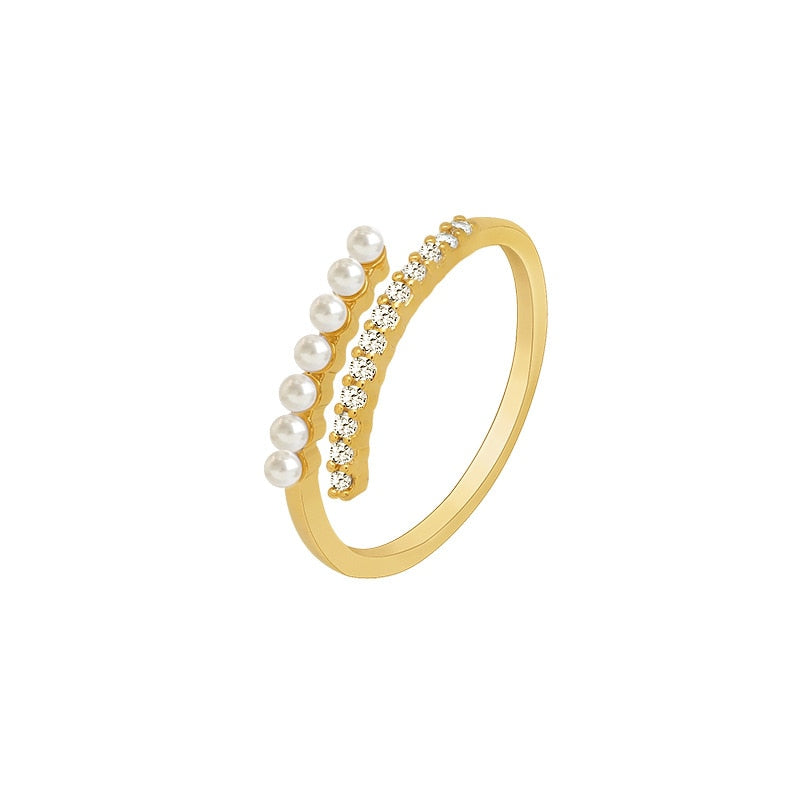 Korean New Baroque Pearl Index Finger Ring Fashion Temperament Simple Versatile Ring Jewelry
