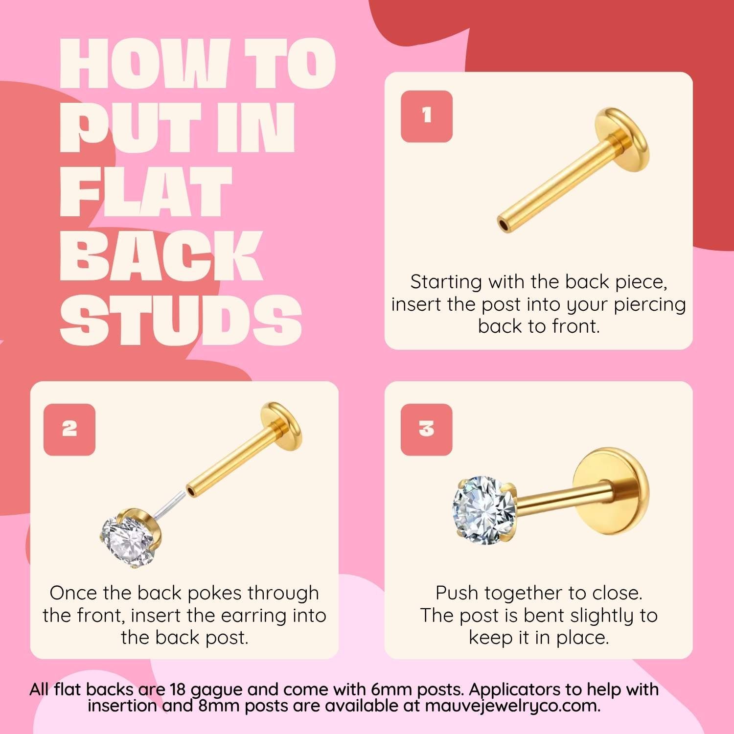 Bow Flat Back Studs