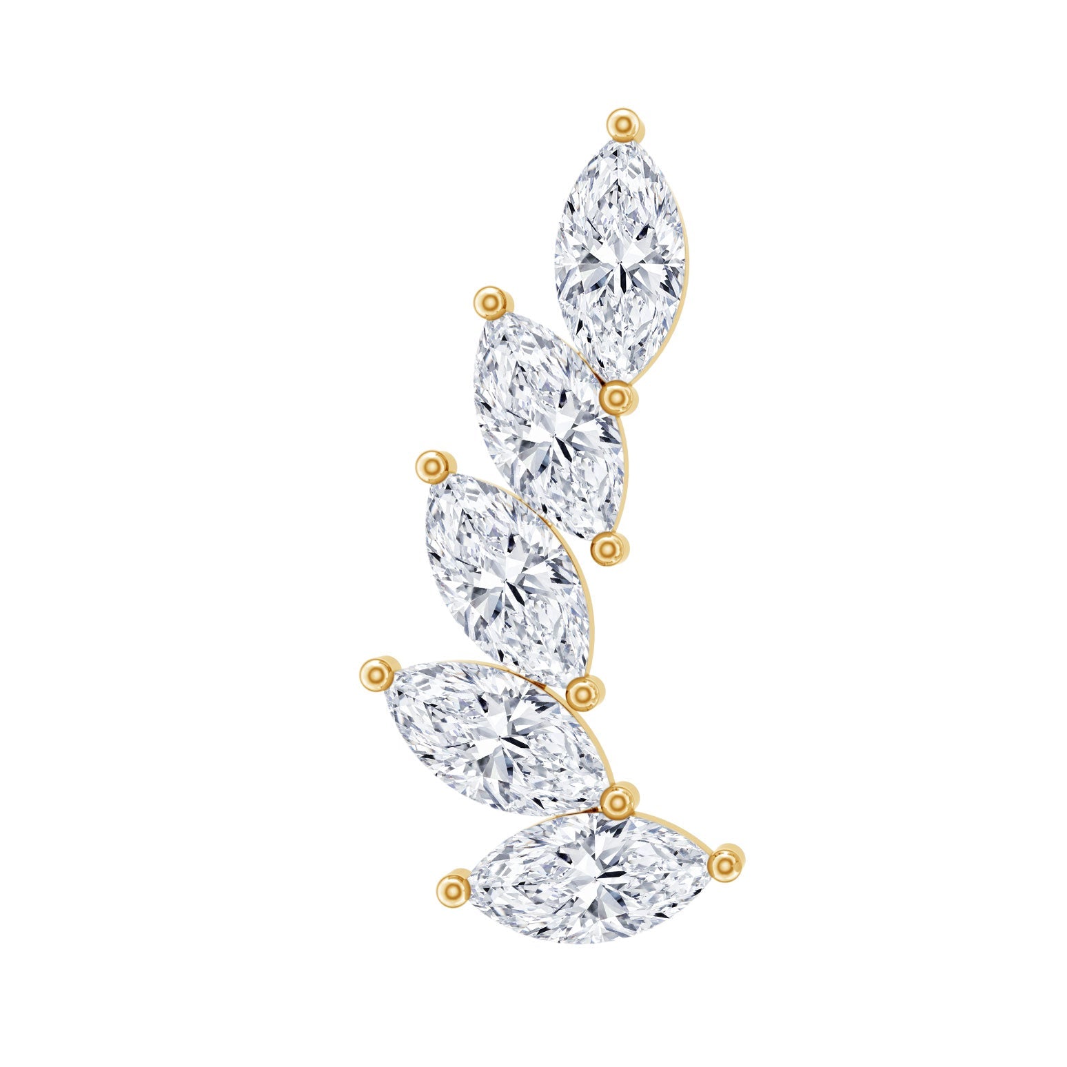 Marquise Diamond Crawler Earring for Helix Piercing