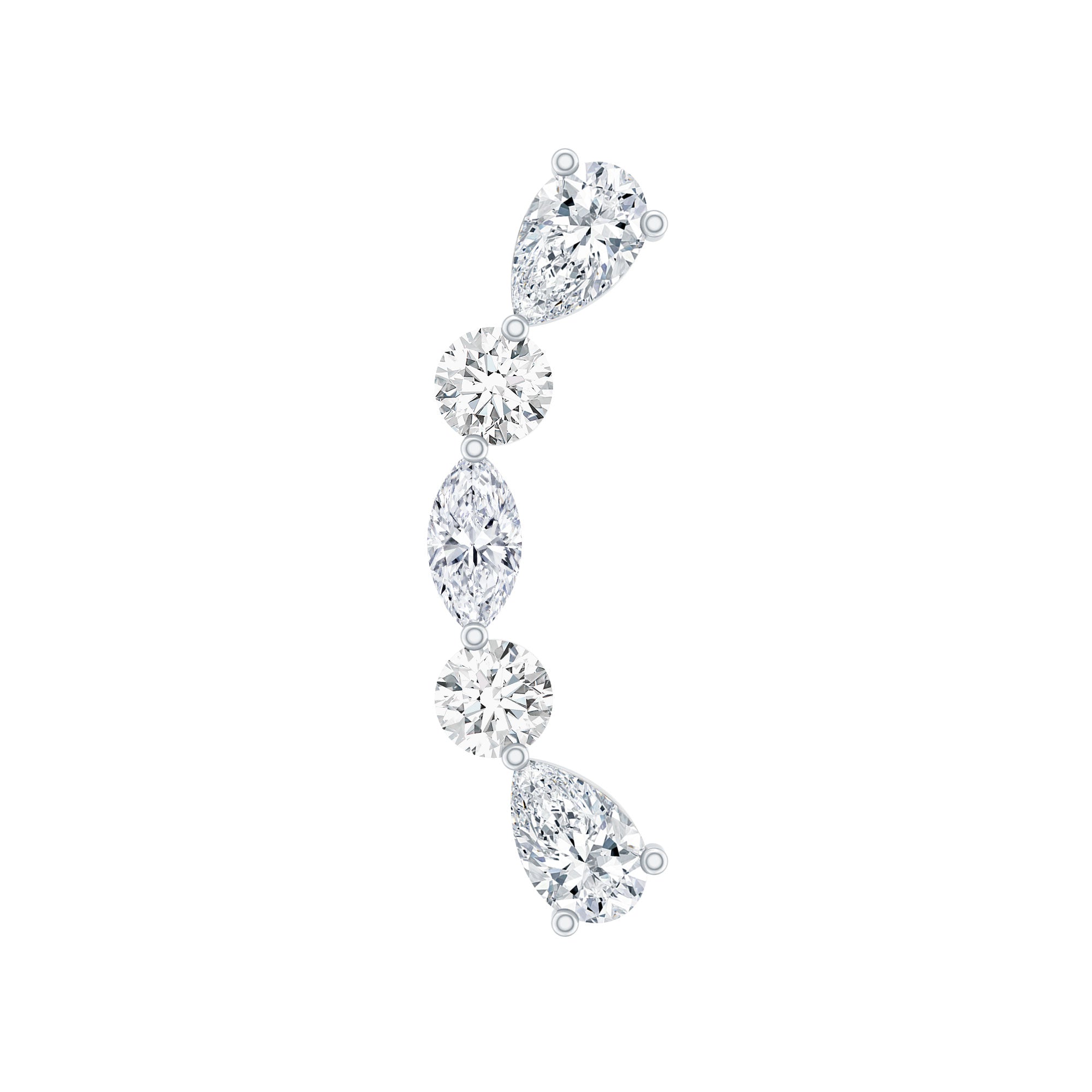 Simple Diamond Curved Crawler Earring for Helix Piercing