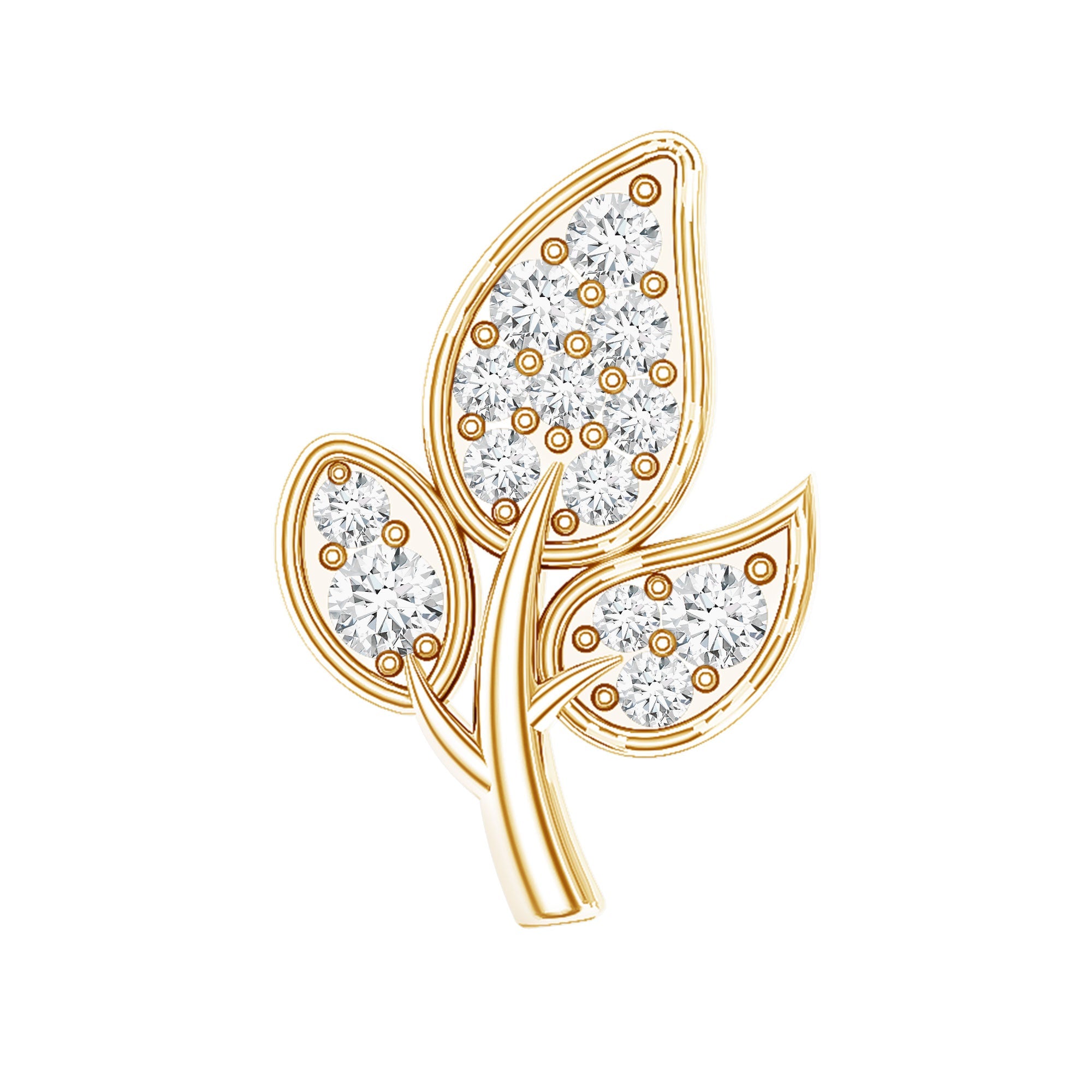 Diamond Leaf Flat Back Cartilage Stud Earring (18G) – Nature Inspired Helix & Tragus Jewelry in Gold