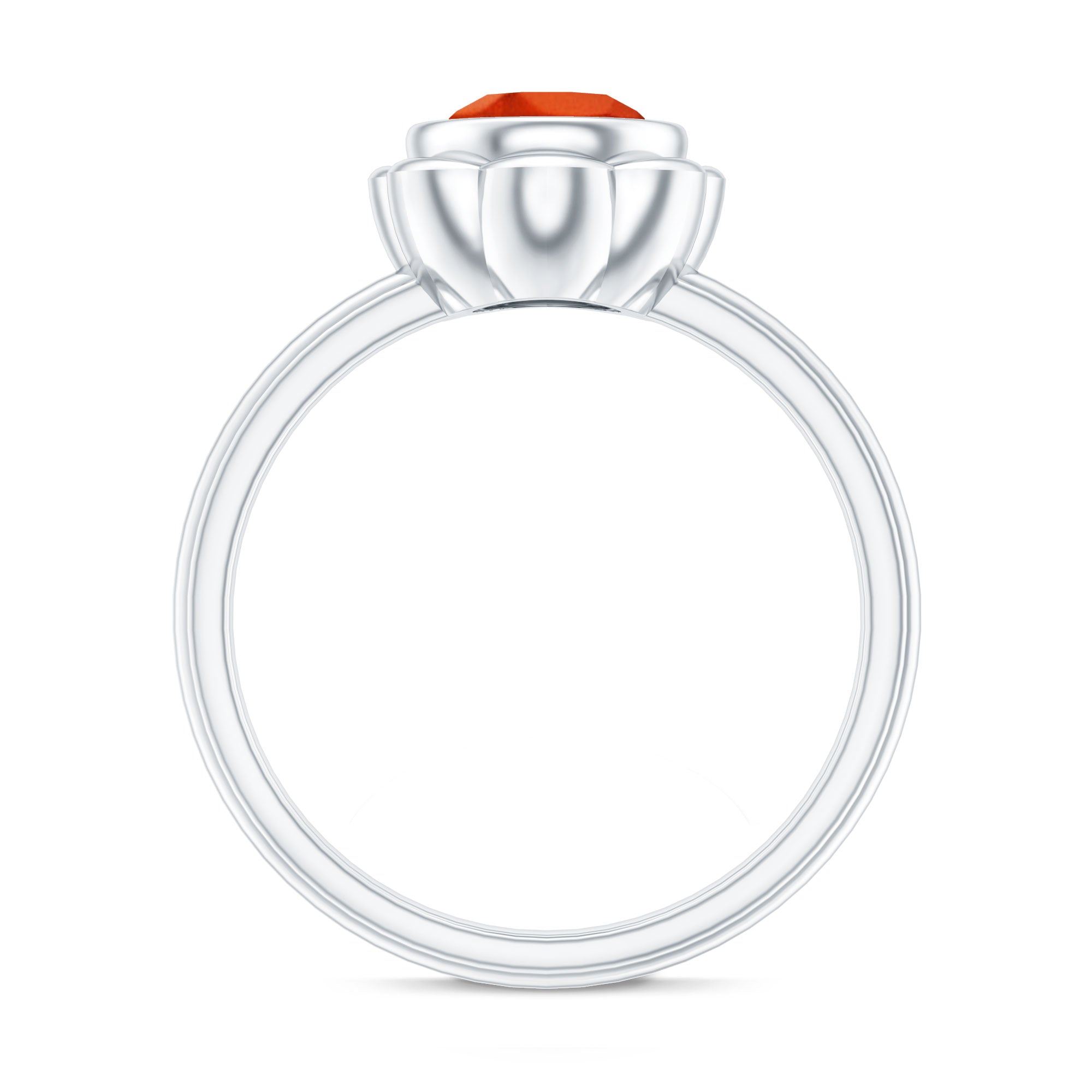 1.6 Carat Lab Grown Orange Sapphire Bezel Set Engagement Ring