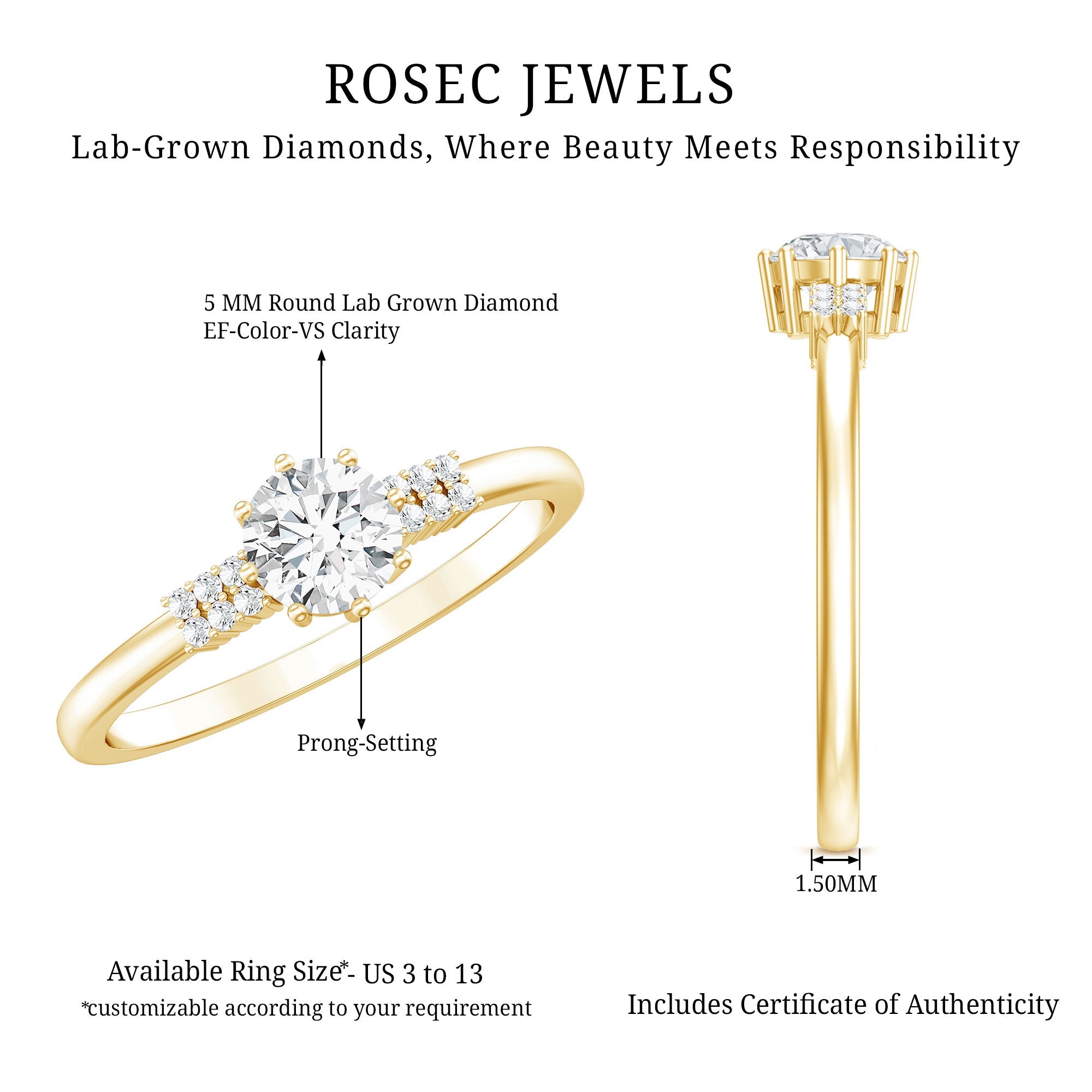 Certified 0.4 Carat Lab Grown Diamond Solitaire Promise Ring