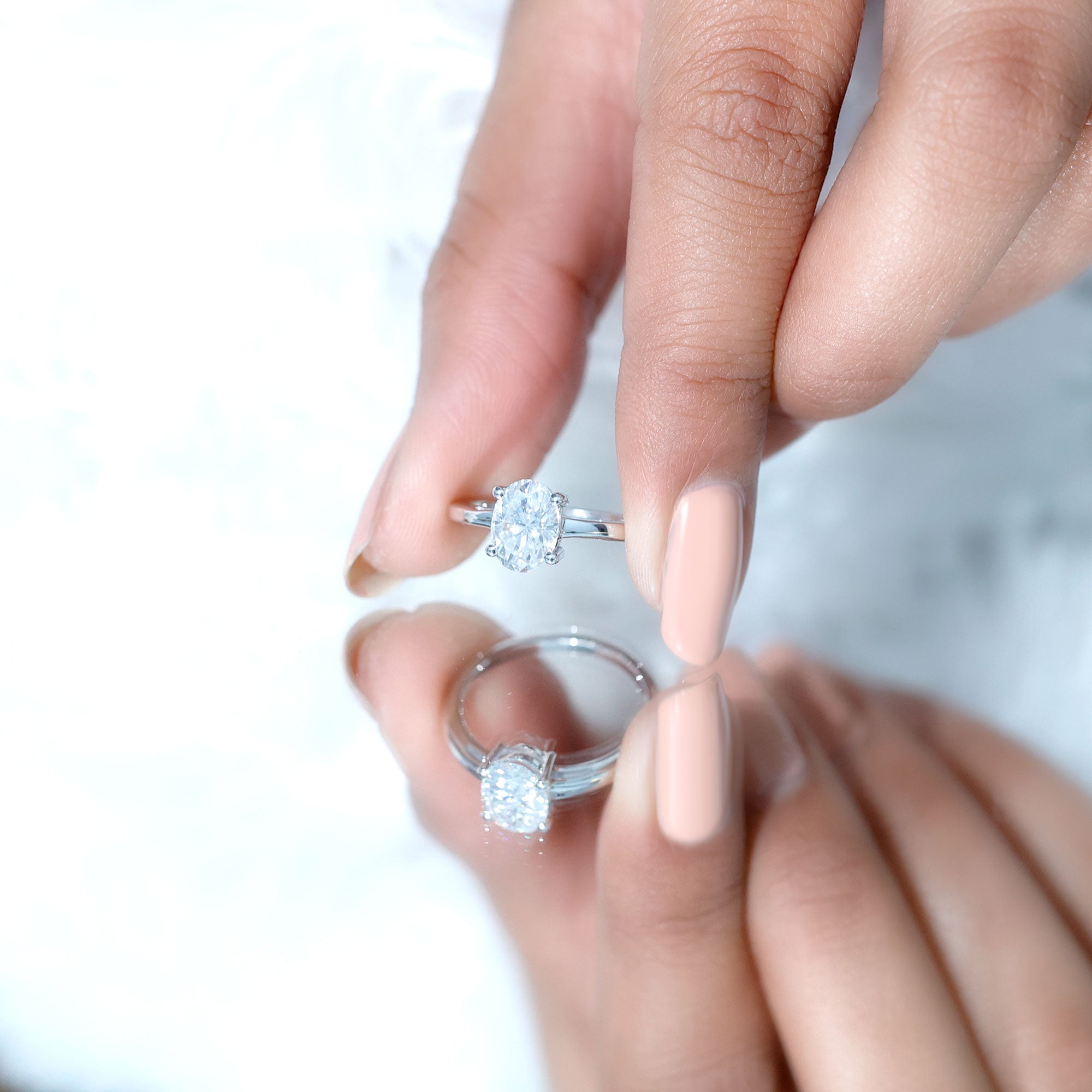 Certified 1.2 Carat Solitaire Moissanite Oval Engagement Ring